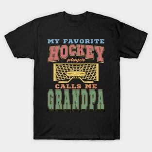 Favorite Hockey Player Grandpa Vintage Funny Text T-Shirt